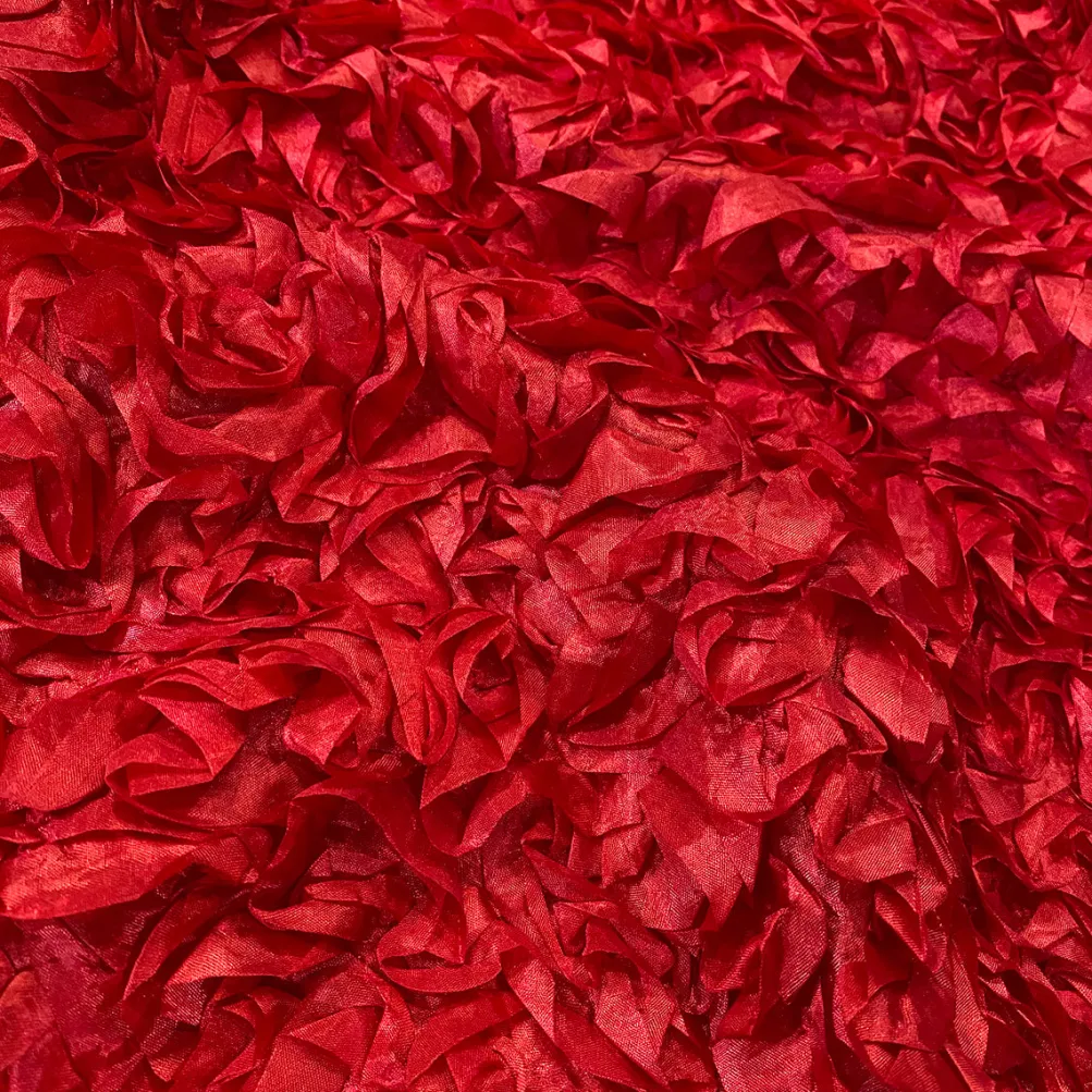 Curly Satin (w/ Poly Lining) Table Napkin in Red