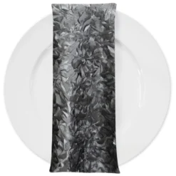 Curly Satin (w/ Poly Lining) Table Napkin in Silver