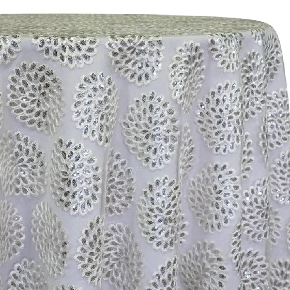 Dahlia Sequins Table Linen in White