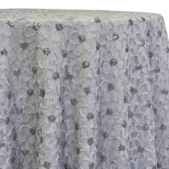 Daisy Sequins Table Linen in Silver