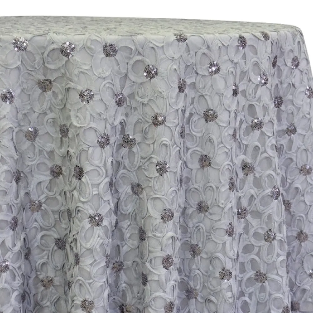 Daisy Sequins Table Linen in Silver