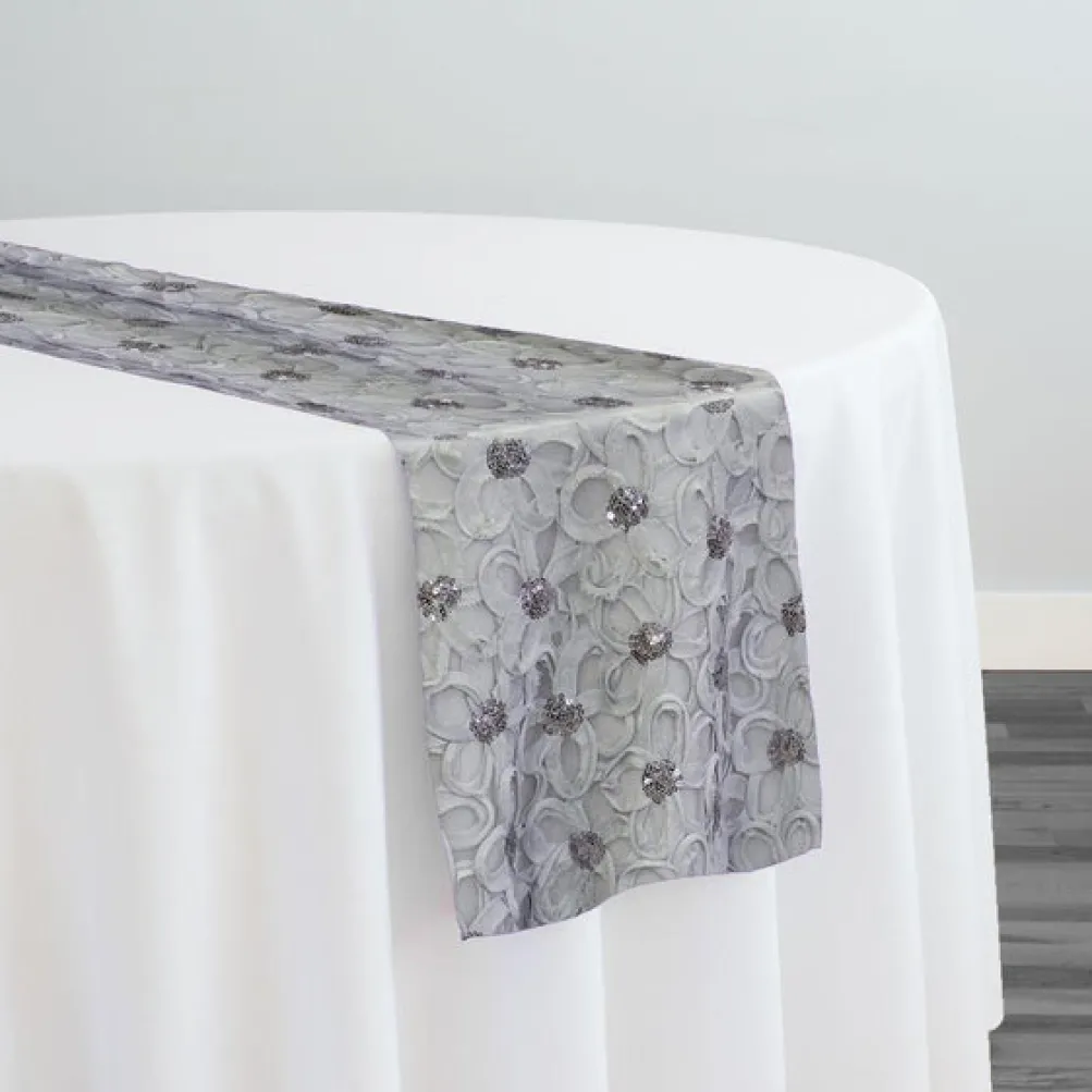 Daisy Sequins Table Runner in Silver