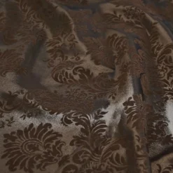 Damask Flocking Taffeta Table Runner in Brown on Brown