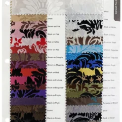 Damask Flocking Taffeta Table Linen in Black on Burgundy