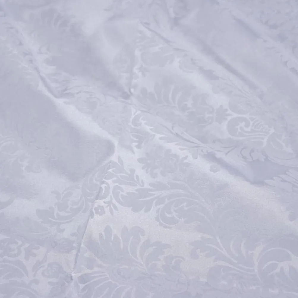 Damask Flocking Taffeta Table Runner in White on White