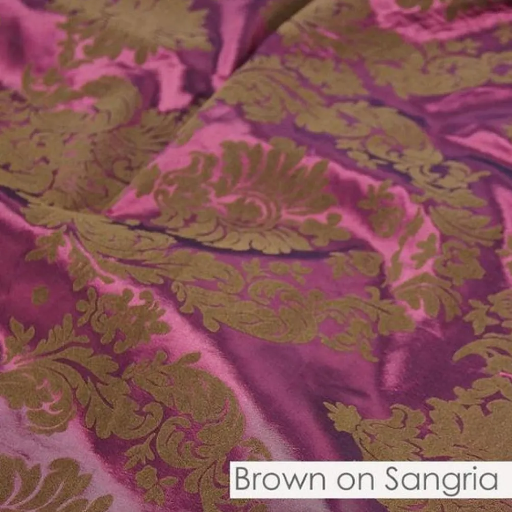 Damask Flocking Taffeta Table Runner in Brown on Sangria