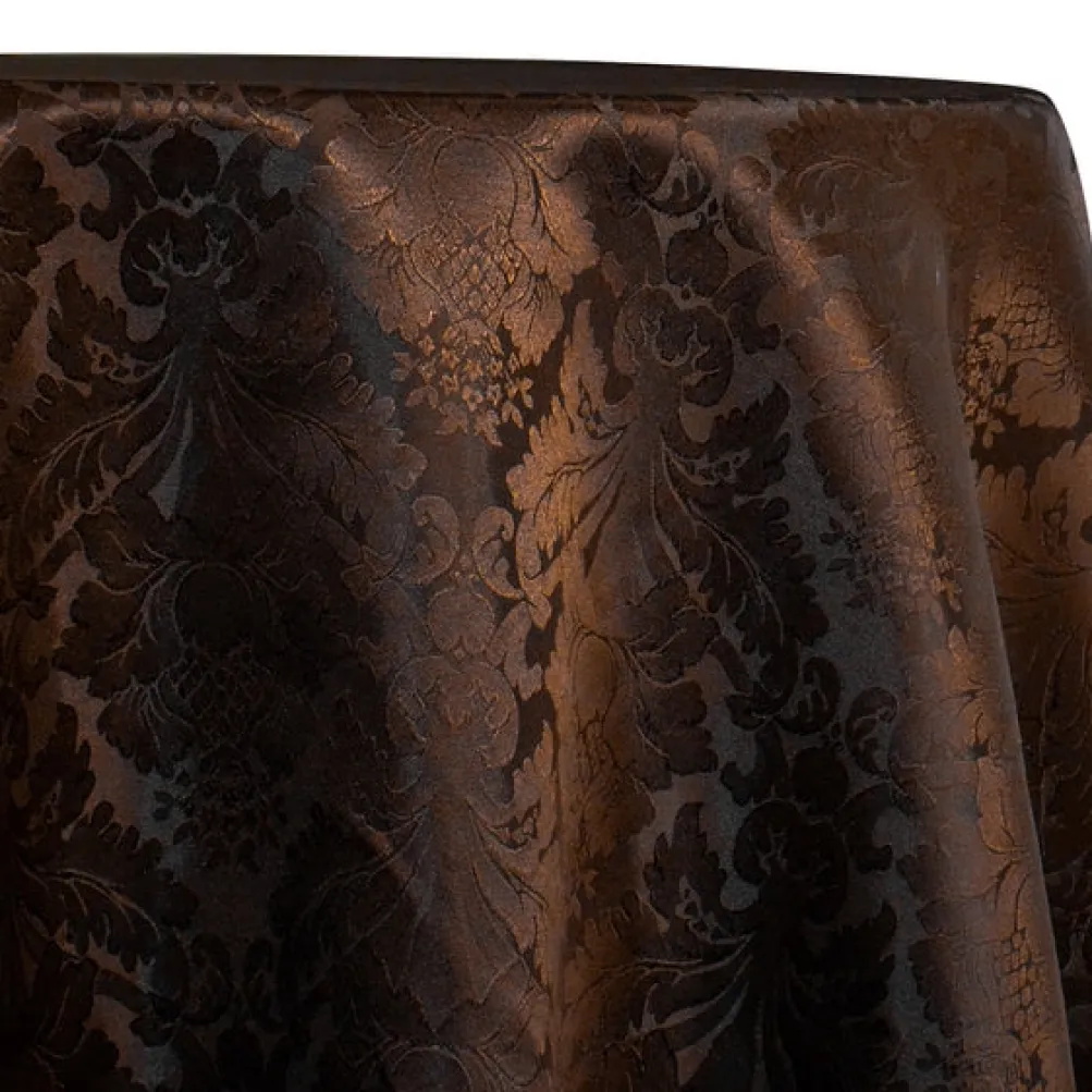Damask Poly Table Linen in Brown 1266