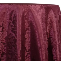 Damask Poly Table Linen in Burgundy