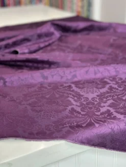 Damask Poly Table Linen in Raisin 1356