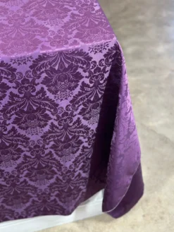 Damask Poly Table Linen in Raisin 1356