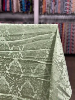 Damask Poly Table Linen in Sage 1152