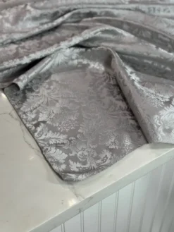 Damask Poly Table Linen in Silver 1310