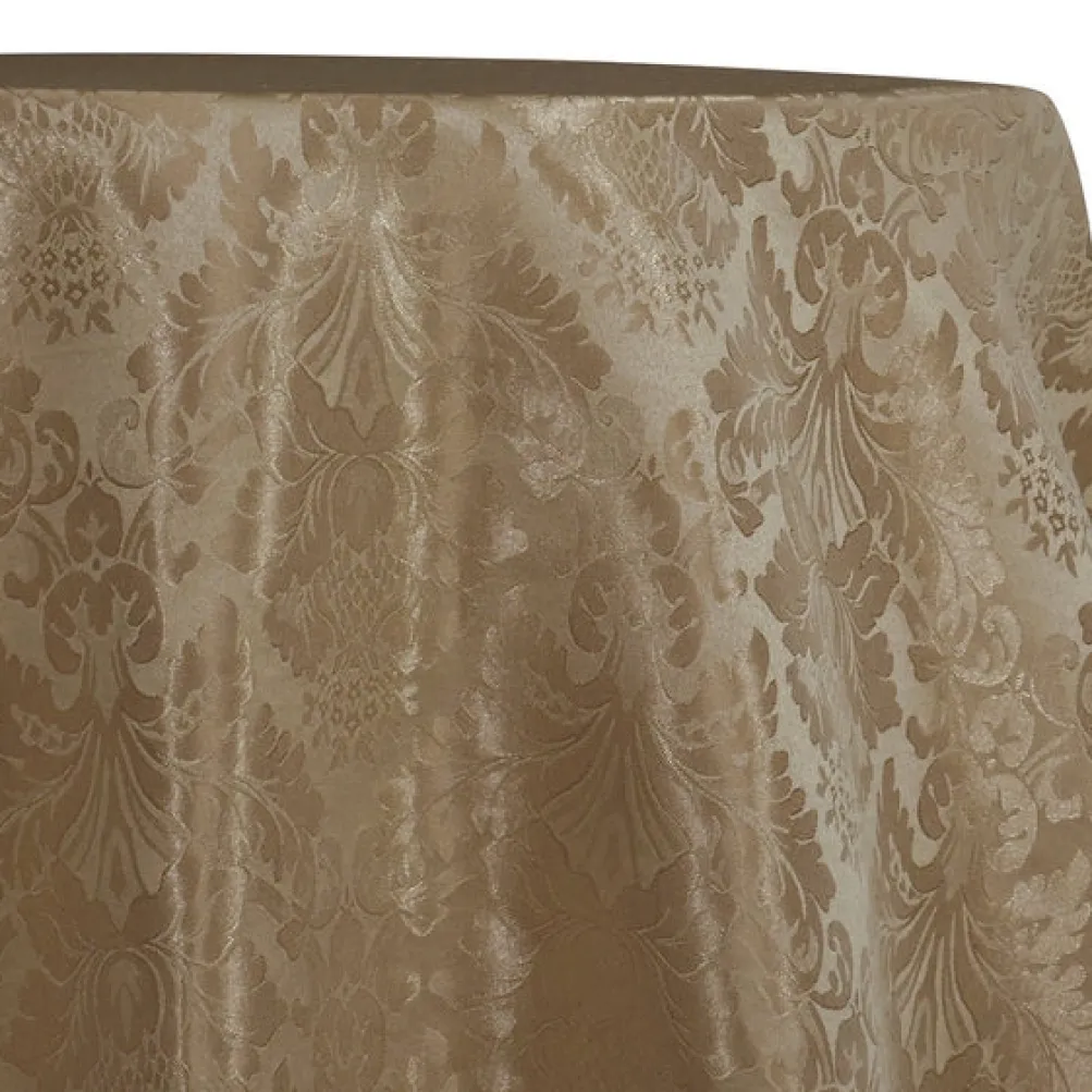 Damask Poly Table Linen in Taupe D 1410