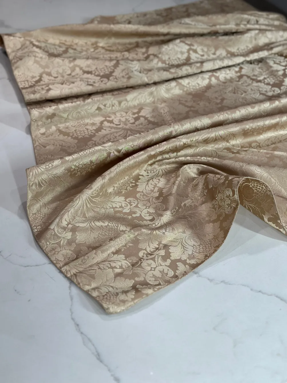 Damask Poly Table Linen in Taupe 1189