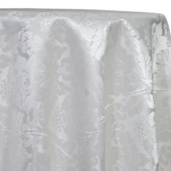 Damask Poly Table Linen in White