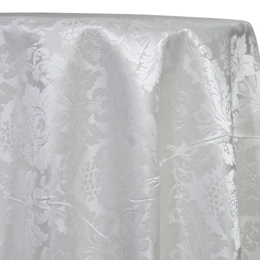 Damask Poly Table Linen in White