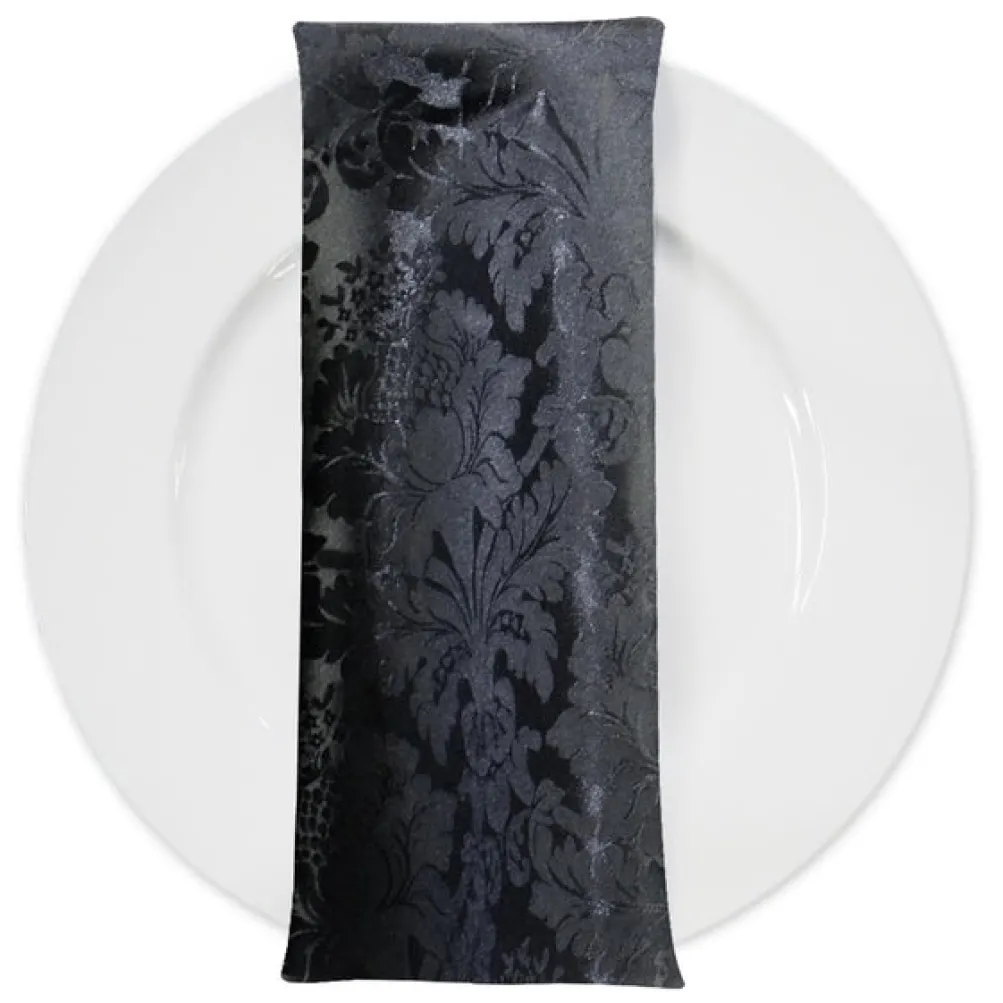 Damask Poly Table Napkin in Black