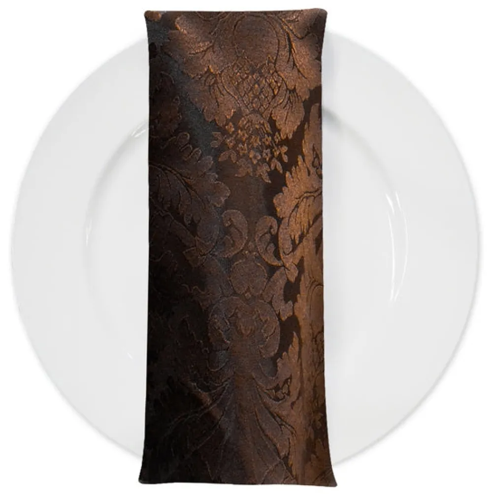 Damask Poly Table Napkin in Brown 1266