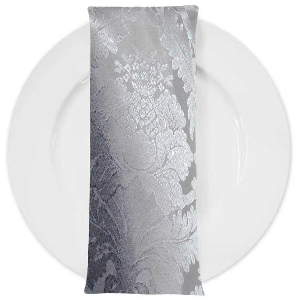 Damask Poly Table Napkin in Silver 1310