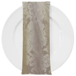 Damask Poly Table Napkin in Taupe 1189