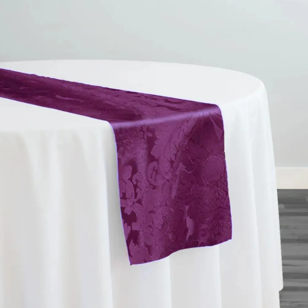 Damask Poly Table Runner in Raisin 1356