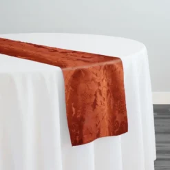 Damask Poly Table Runner in Rust 1351