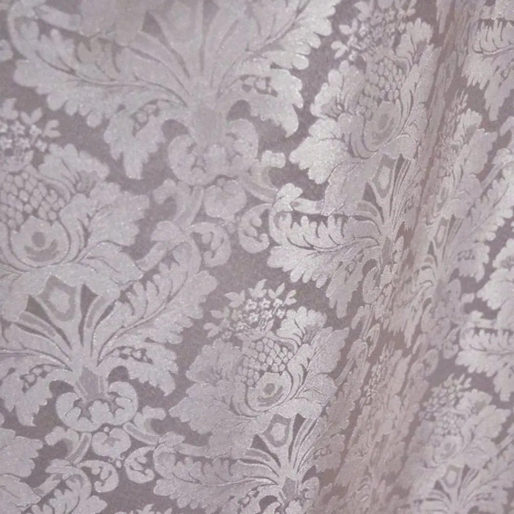 Damask Poly Table Runner in White