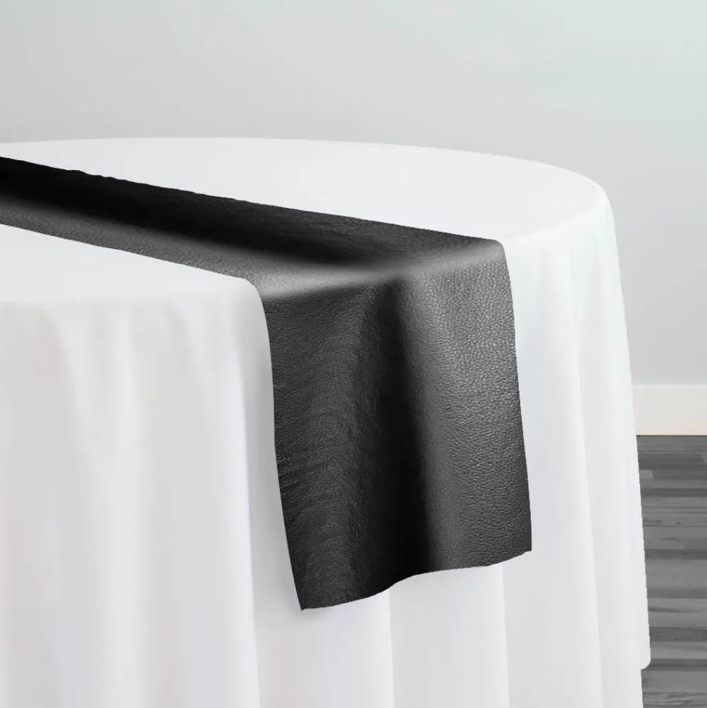 Deco Leather Table Runner in Black