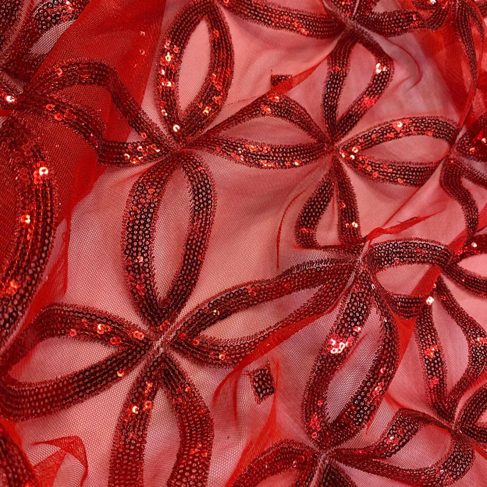 Delano Sequins Table Runner in Red