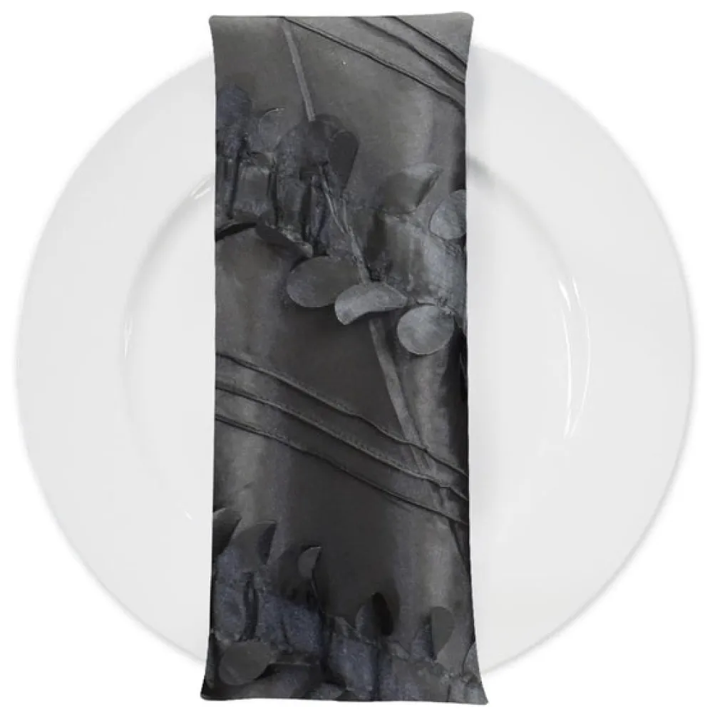 Diagonal Taffeta Table Napkin in Black