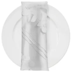 Diagonal Taffeta Table Napkin in White