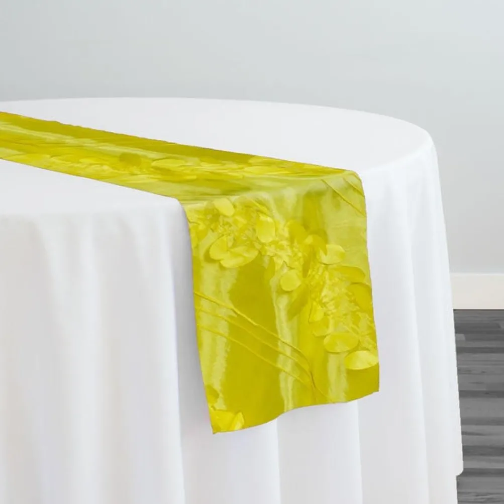 Diagonal Taffeta Table Runner in Yellow
