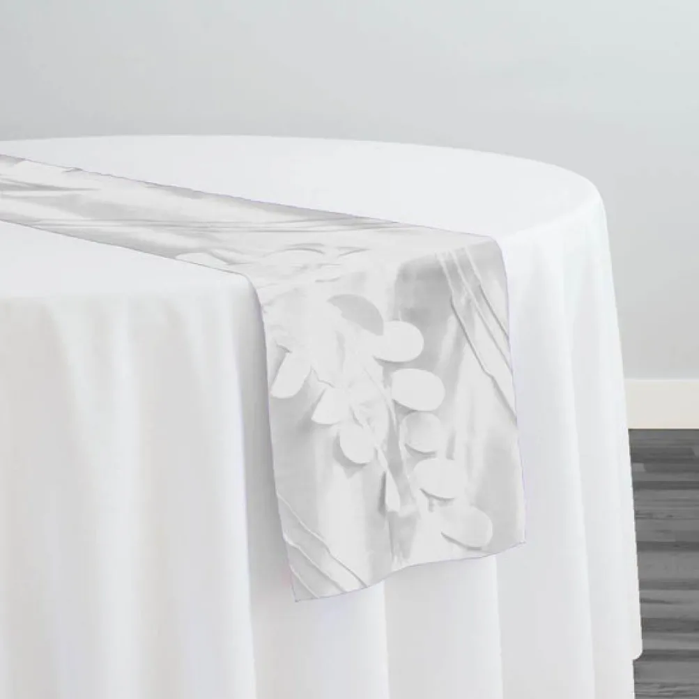 Diagonal Taffeta Table Runner in White