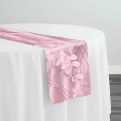 Diagonal Taffeta Table Runner in Pink Petal