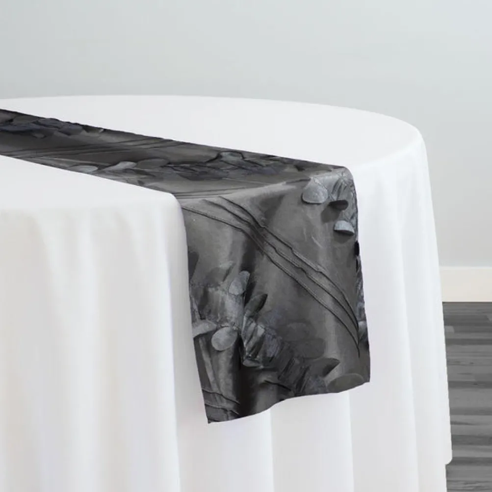 Diagonal Taffeta Table Runner in Black