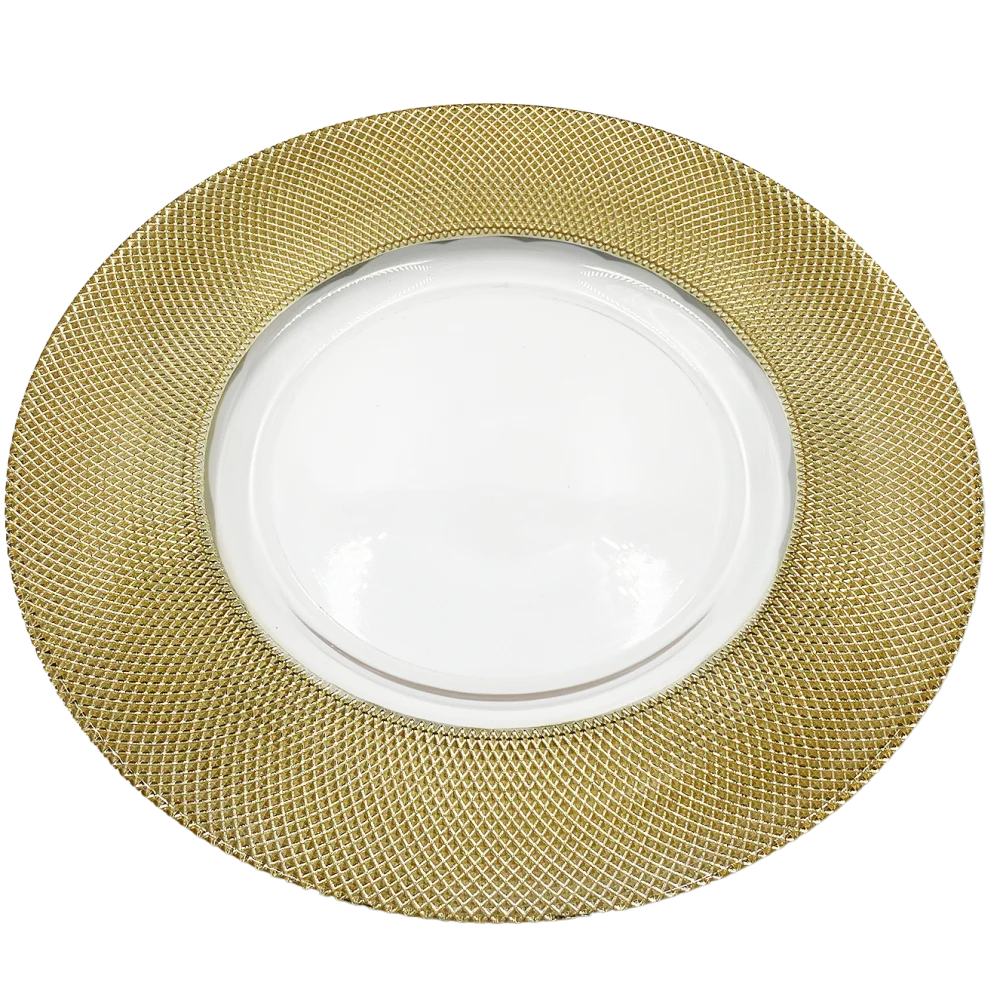 Dotted - Glass Charger Plate in Gold (Item # 0027)