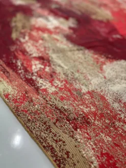 Element Jacquard Table Linen in Red and Gold