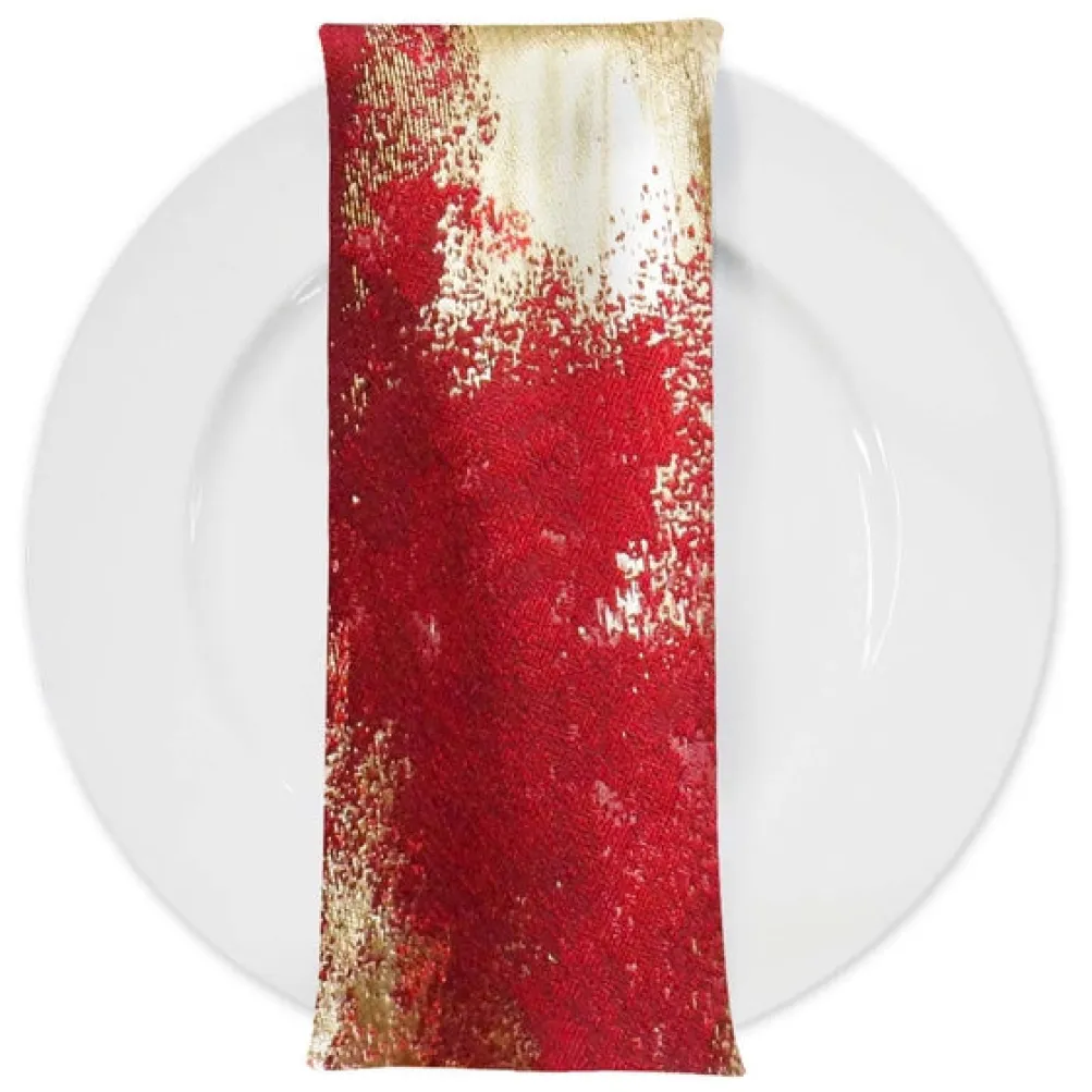 Element Jacquard Table Napkin in Red and Gold