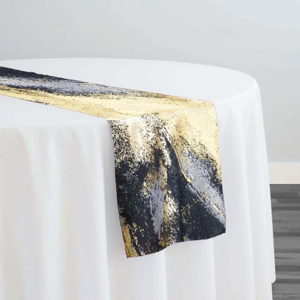 Element Jacquard Table Runner in Black and Gold