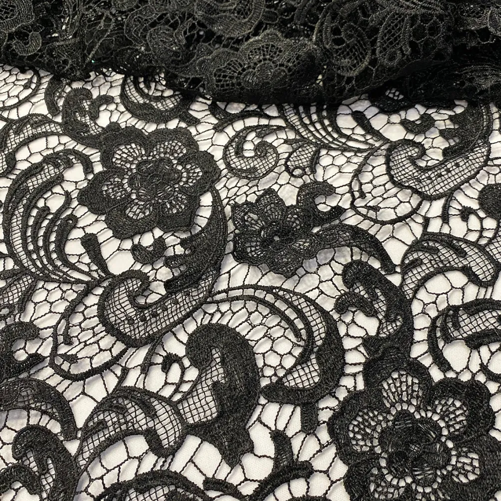 English Lace Table Linen in Black