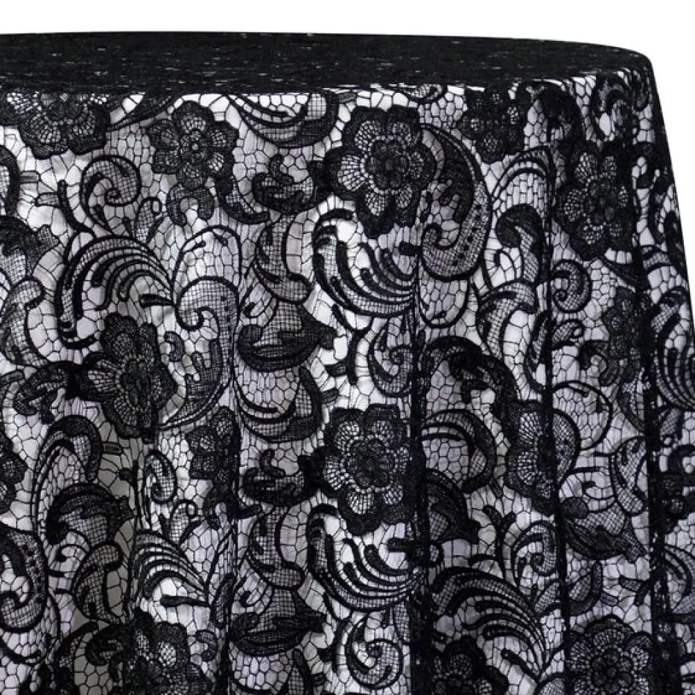English Lace Table Linen in Black