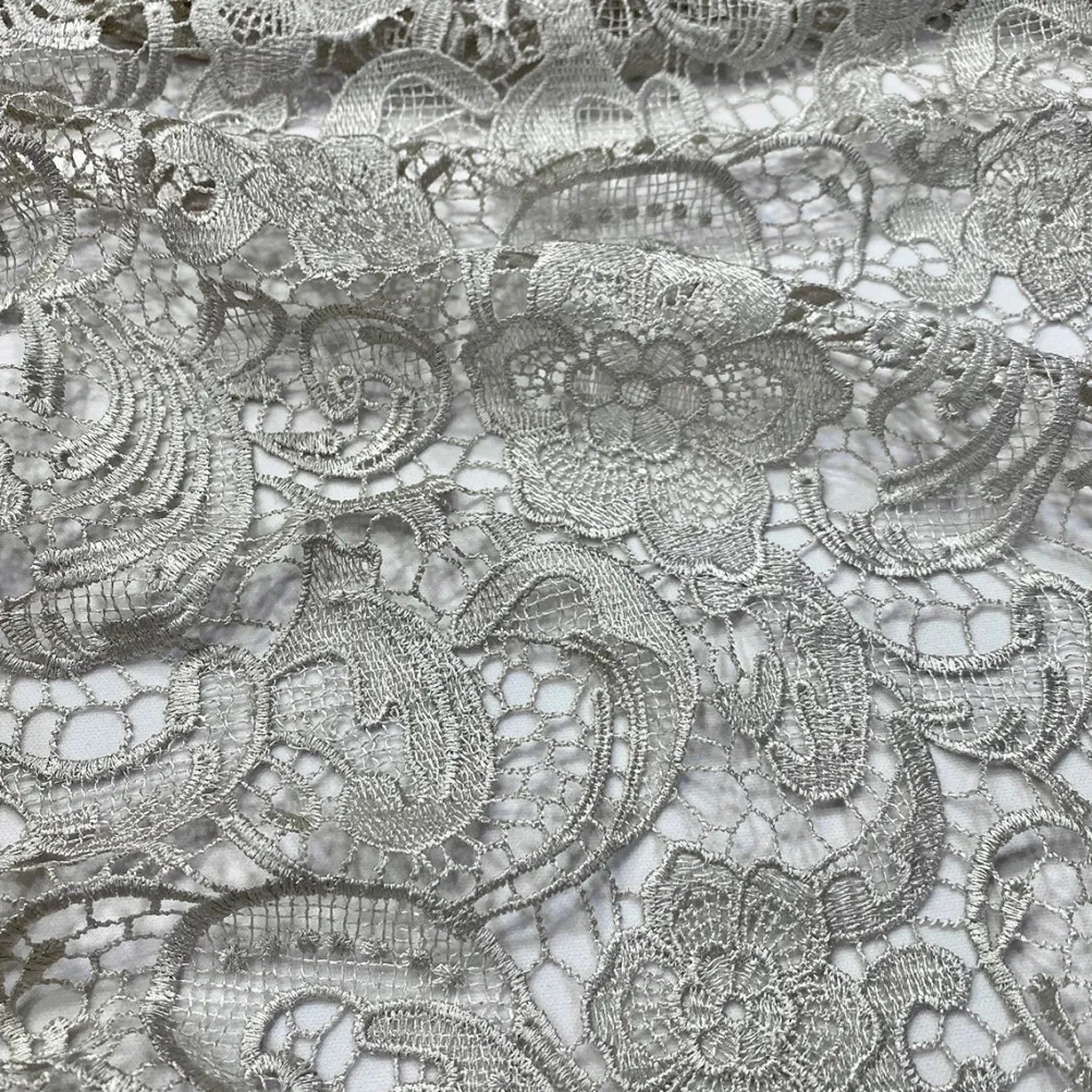 English Lace Table Linen in Silver