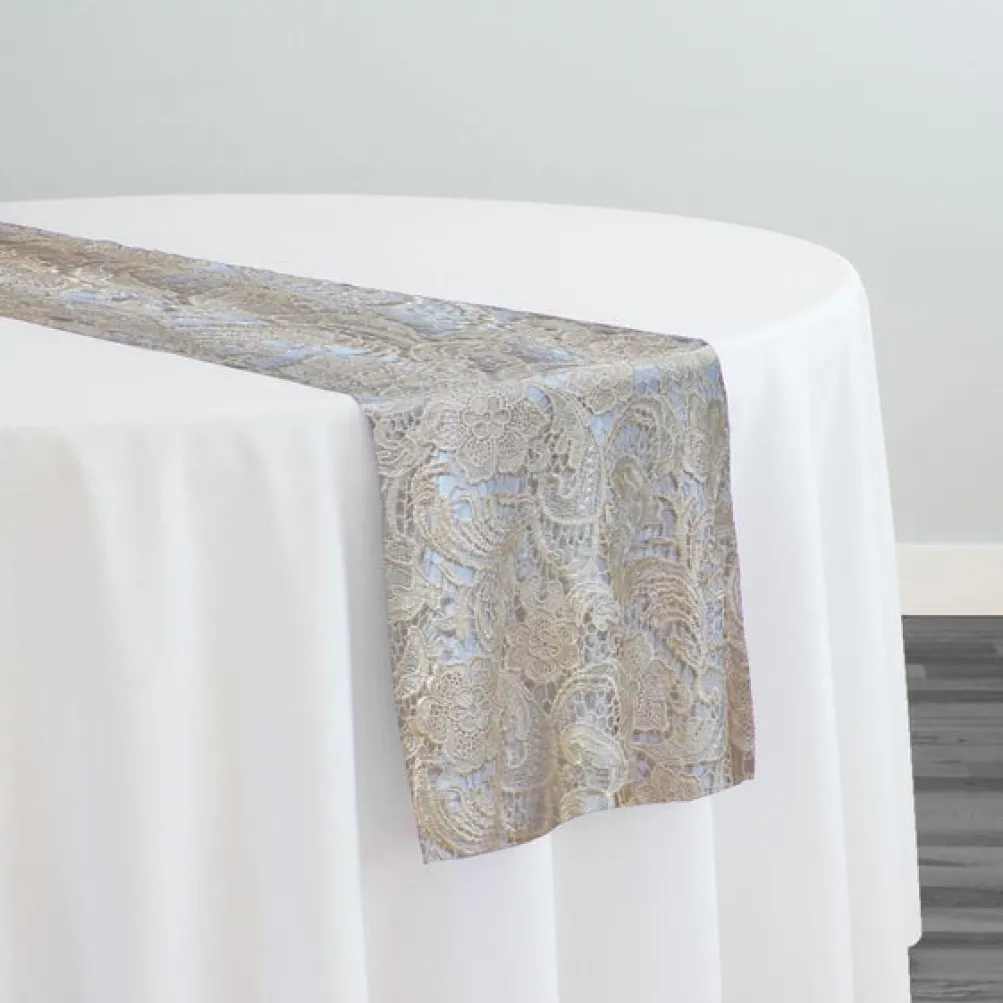 English Lace Table Runner in Champagne