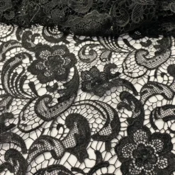 English Lace (w/ Poly Lining) Table Napkin in Black