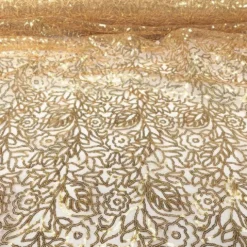 Fiori Leaf Sequins Table Linen in Gold
