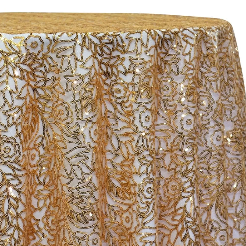 Fiori Leaf Sequins Table Linen in Gold