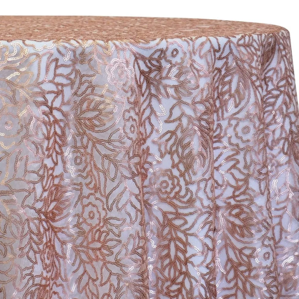 Fiori Leaf Sequins Table Linen in Blush