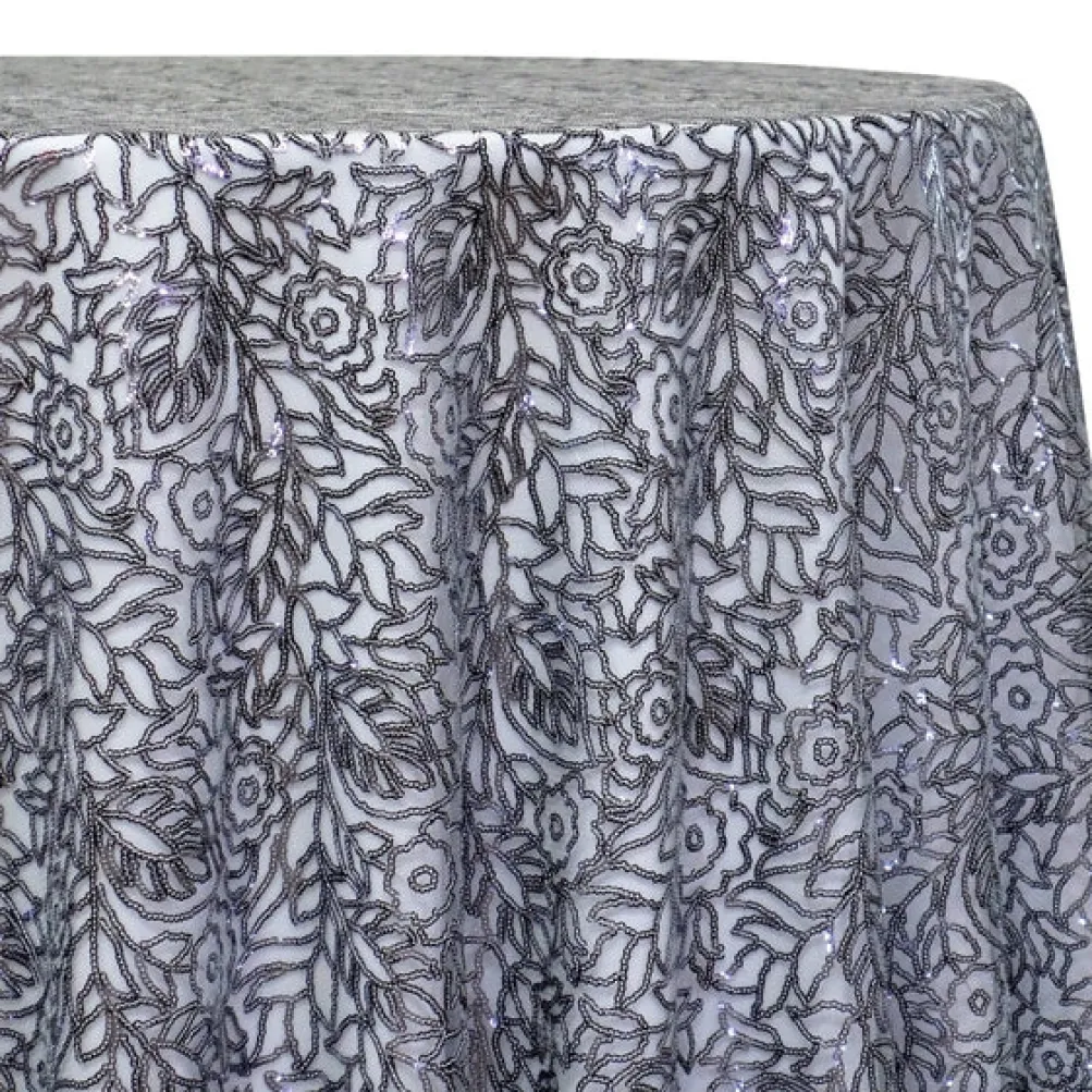 Fiori Leaf Sequins Table Linen in Grey