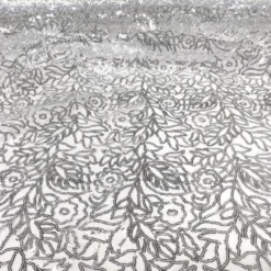Fiori Leaf Sequins Table Runner in Silver