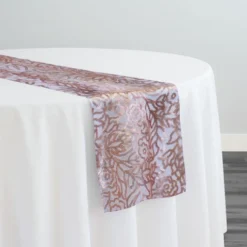 Fiori Leaf Sequins Table Runner in Blush